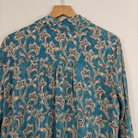 Anthropologie Pilcro Leilani Blue Motif Tunic Long Sleeve Button Down Shirt SM - Picture 15 of 15